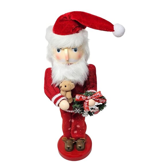 Christmas Eve Santa Pajamas Reindeer Slippers Teddy Bear 14" Nutcracker - Picture 5 of 5